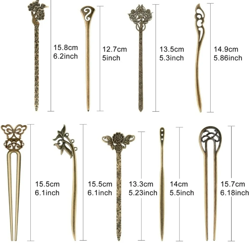 BRONZE hair accessory chopstick bun holder